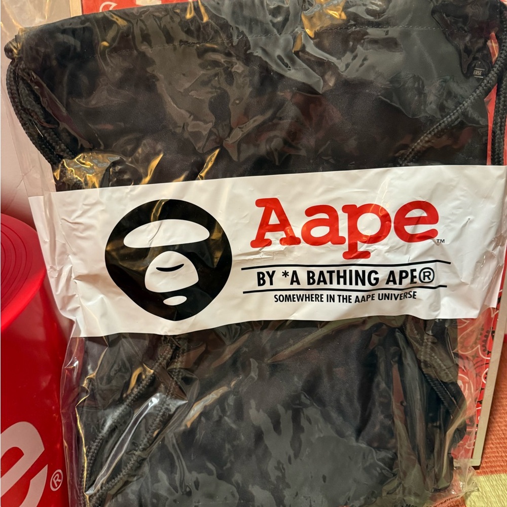 Aape Black Drawstring Bag